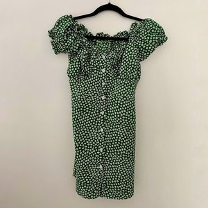 Floral green mini dress